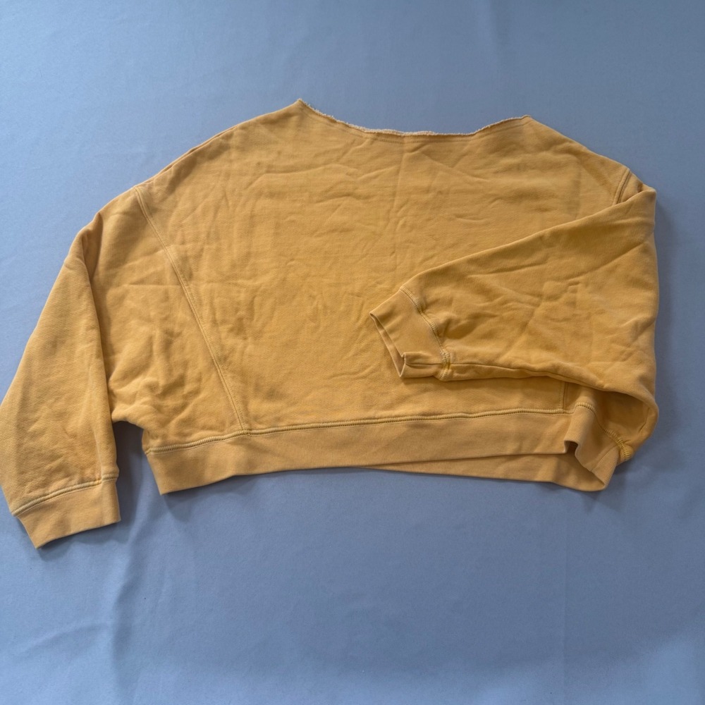Sundry Womens Mustard Yellow Raw Neck Cropped Boxy Sweatshirt Size 1 Cotton